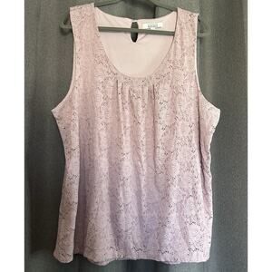 Company Ellen Tracy Womens Sleeveless Shirt Blouse Dusty Pink‎ Lace Size XXL